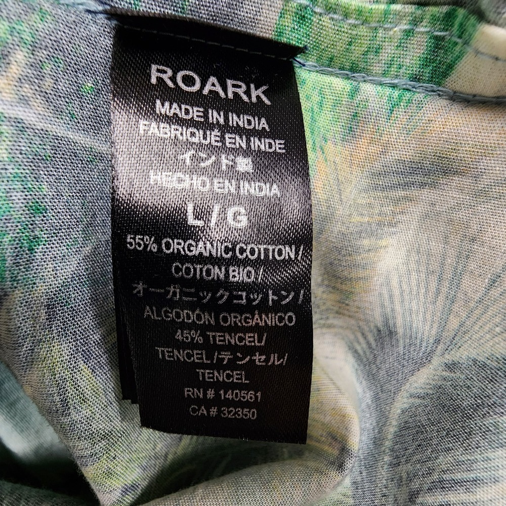 Roark Gonzo Palms Camp Collar Shirt Men Large Hinano Otemanu Vacation Travel NEW - Picture 12 of 14